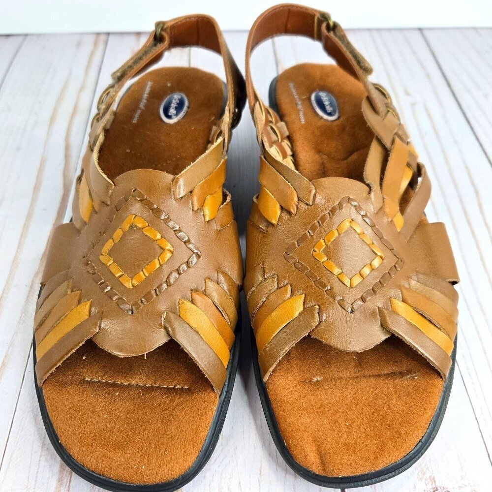 Dr. Scholl's Women's Brown Leather Huarache Slingback Sandals Size 7.5